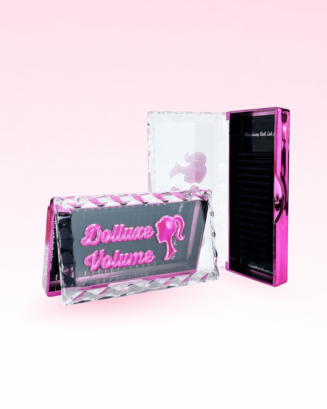 Dolluxe Volume Mega Volume 0.03 Lash Extensions eyelashes acrylic case hot pink