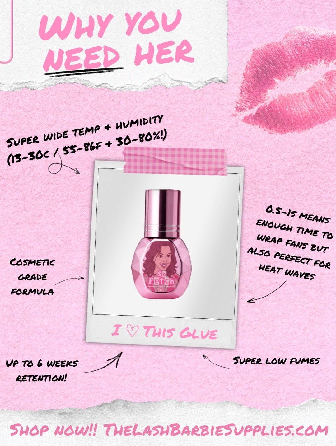 So Fetch! | 0.5-1second | Black | Non Shake All Temperature & Humidity Eyelash Adhesive Glue | Mean Girls Collection | 5ml
