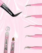 Barbie Tweezers | Fiber Tip | Premium Grip Eyelash Tweezers