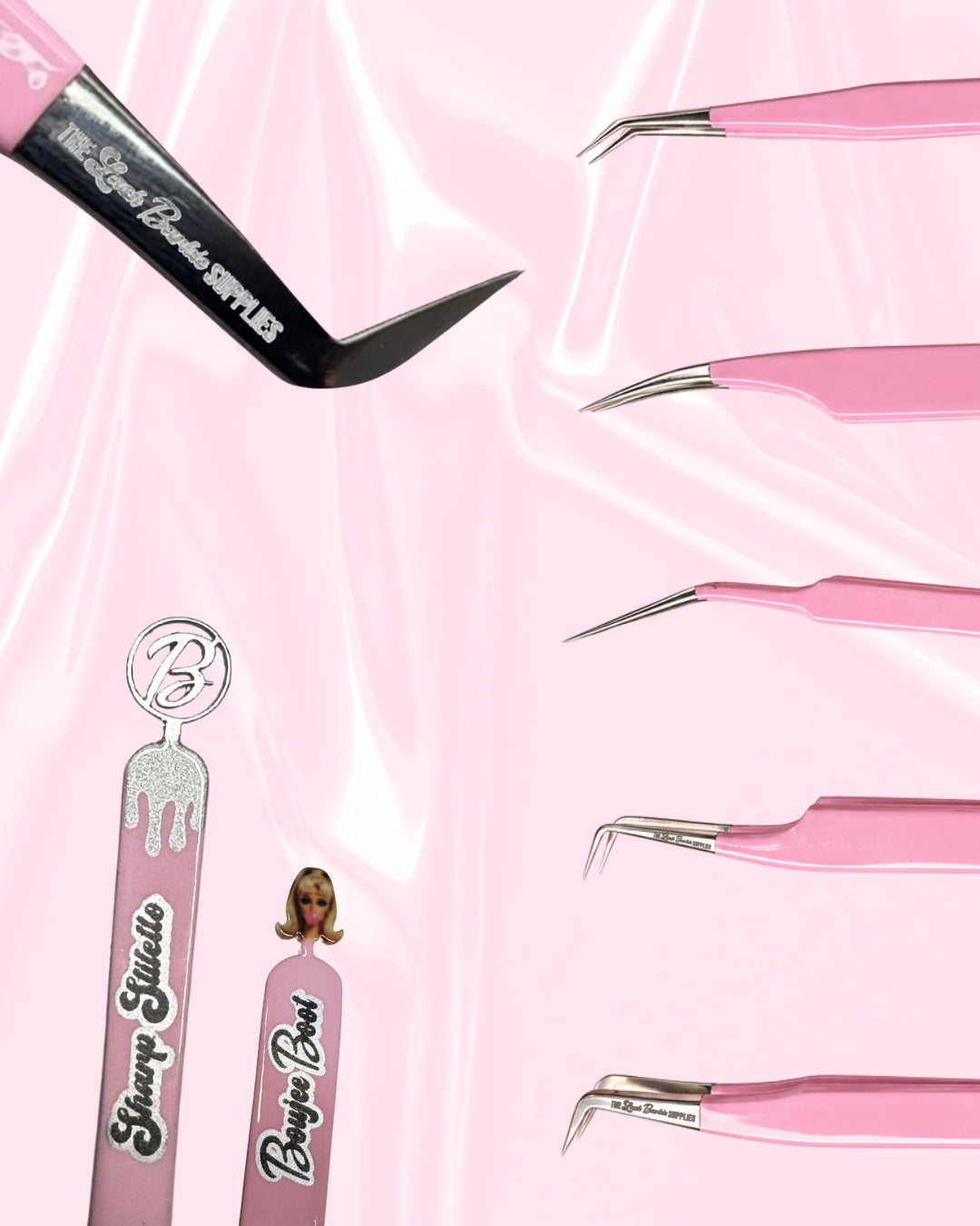 Barbie Tweezers | Fiber Tip | Premium Grip Eyelash Tweezers