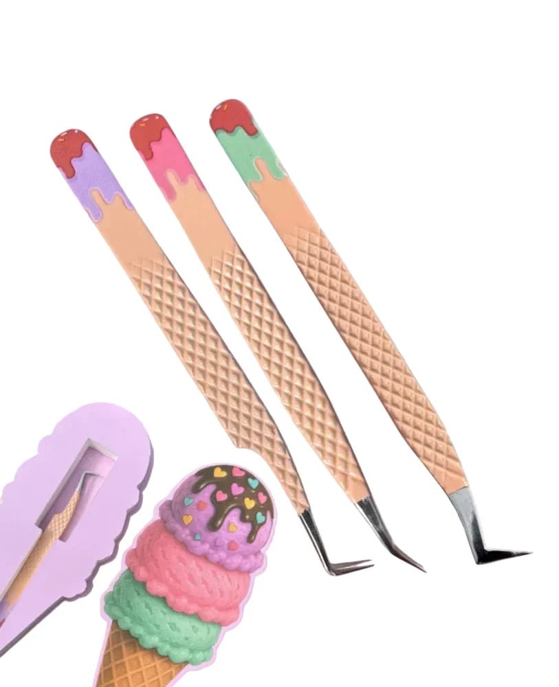 Drip & Grip Ice Cream Tweezer Collection | Fiber/Fibre Tip | Eyelash Tweezers