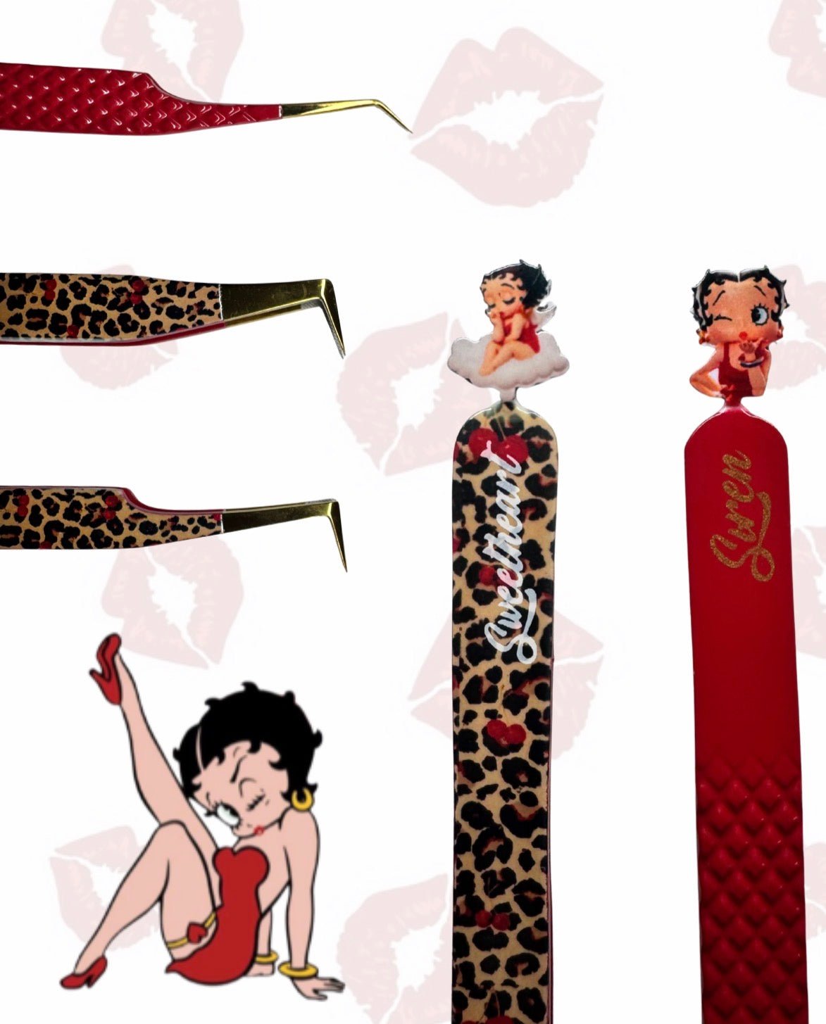 Betty Boop Fiber Tip Tweezer Duo | Volume & Isolation Eyelash Tweezers